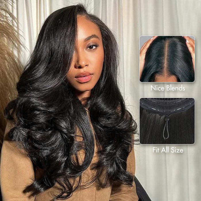 Pre-styled Yaki Body V Part Wig 100% Human Hair Wig