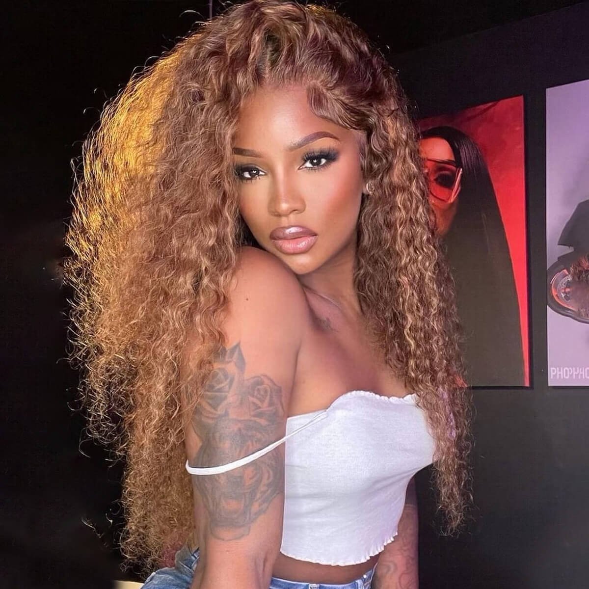 #4/27 Honey Blonde Curly Hair Wig 13x4 Lace Front Wig