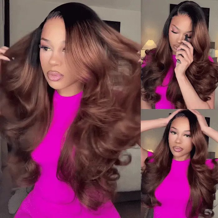 Ombre Brown Pre-layered Face Framing Glueless Wig