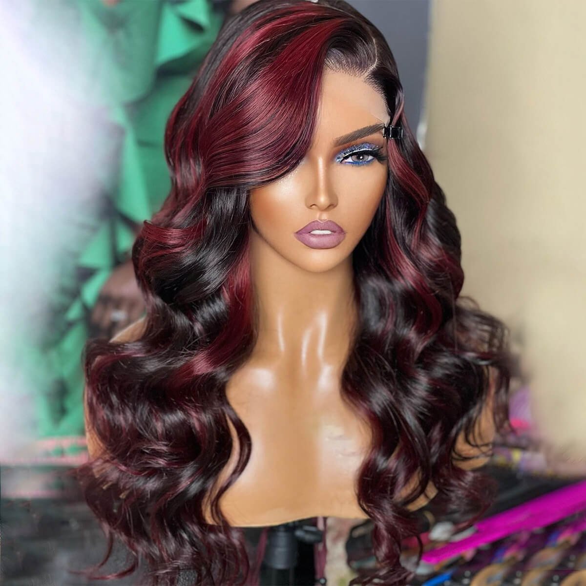 Ombre Highlights 1B/99J Body Wave HD Lace Wig